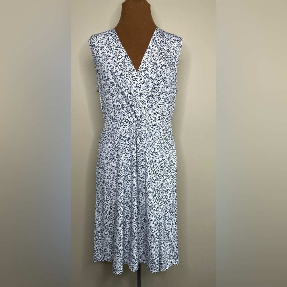 Banana Republic Blue and White Sleeveless Maxi Sundress